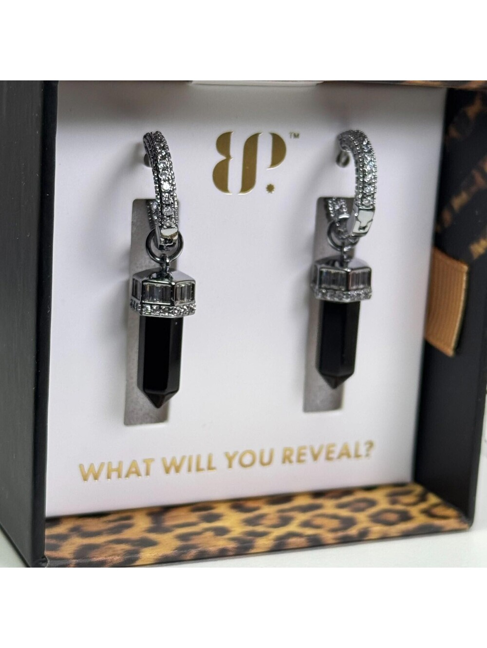 Bomb Party UNTAMED "Midnight Shadow Dancer" Earrings Black Onyx on Hematite